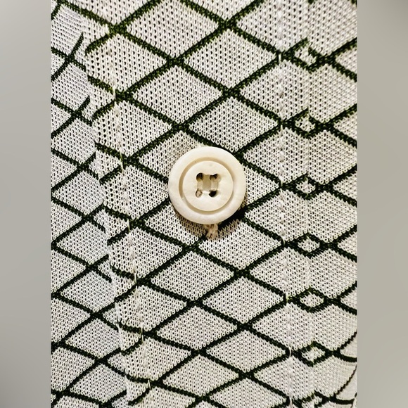 Vintage Men's Dk Green and White Patterned Jacket w/ Buttoned Front Pockets - Picture 14 of 16